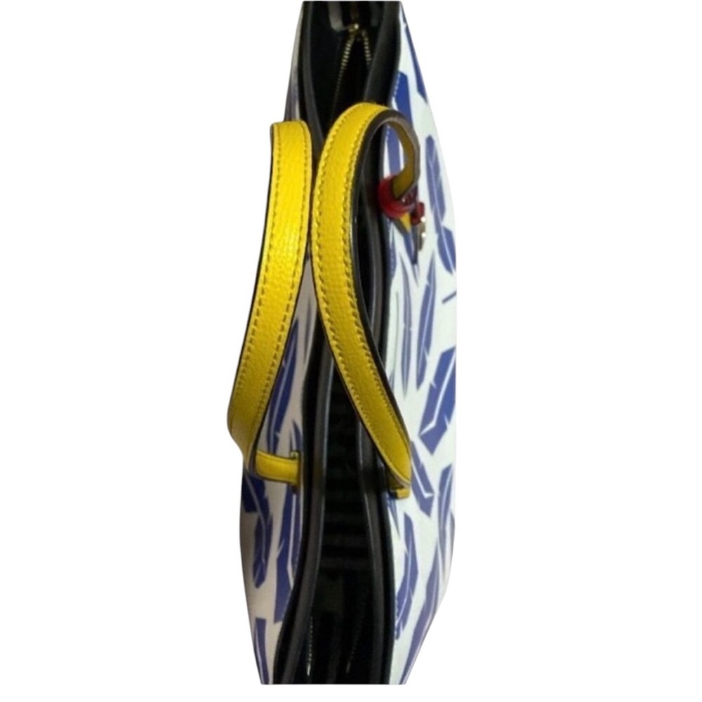 Henri Bendel Rare Blue Leaf Yellow Handles Red Bottom Tote Bundle - Picture 3 of 16